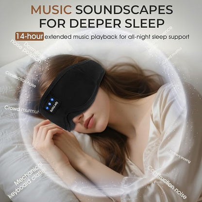 Sleep mask Headphones,100% Blackout 3D Zero Eye Pressure Bluetooth Sleep mask Breathable Eye mask with Bluetooth Headphones Sleep Headphones for Side Sleepers 14H Playtime&Bluetooth 5.4 Black