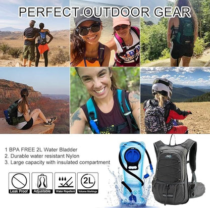 15L Insulated Hydration Backpack Pack with 2L Water Bladder Lightweight Hiking Backpack Bag for Women Men Daypack for Hiking Running Festival Camping Biking