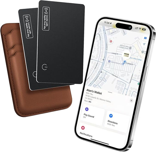 Ultra Slim Air Card Tag: 2025 Wallet Smart Tracker Card - Compatible with Apple Find My Wallets Finder Tracking Cards Tags, Keep Track Item Locator of Luggage, Passport, Purse, Backpack (2 Pack Black)