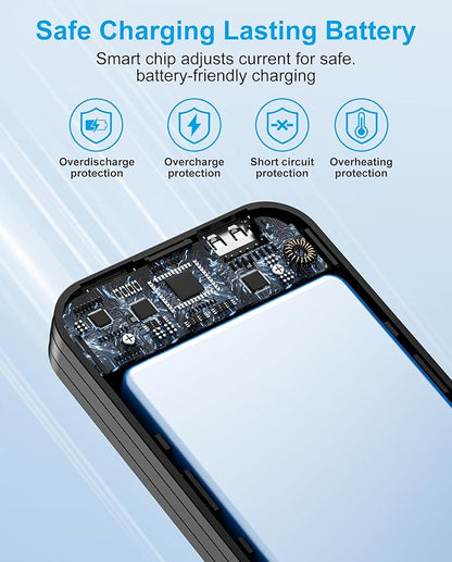 Portable Phone Charger, 12000mAh 22.5W Fast Charging Power Bank with Built-in Cables & Wall Plug, External Battery Bank with LED Display, Travel Essential Battery Pack for iPhone, iPad, Samsung White