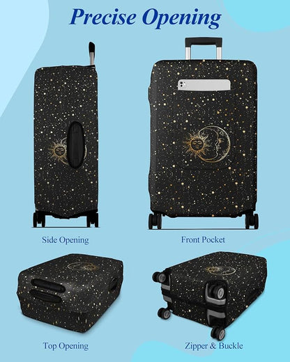 Slohif Luggage Cover for Suitcase Tsa Approved Protector - Luggage Sleeve Large Suit Case Cover Travel Stretch Baggage Case Protective Washable Fit 24-27 Inch Sun M