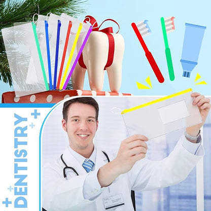 Timgle 800 Pcs Dental Zipper Pouches Zipper Lock Carrying Case with Business Card Holder Clear Toothbrush Pouch for Dental Hygiene Products Office Prizes, Color Random (10 x 4 Inch)