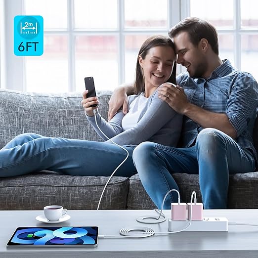 [3Pack]20W USB C Fast Charger iPhone 17 16 Fast Charging, Apple 17 Charger Block 6ft C to C Long Charging Cable Cord for iPhone 17/16e/16 Pro/16 Pro Max/iPhone 15 Series/iPadAir/Mini(Pink+Blue+Purple)