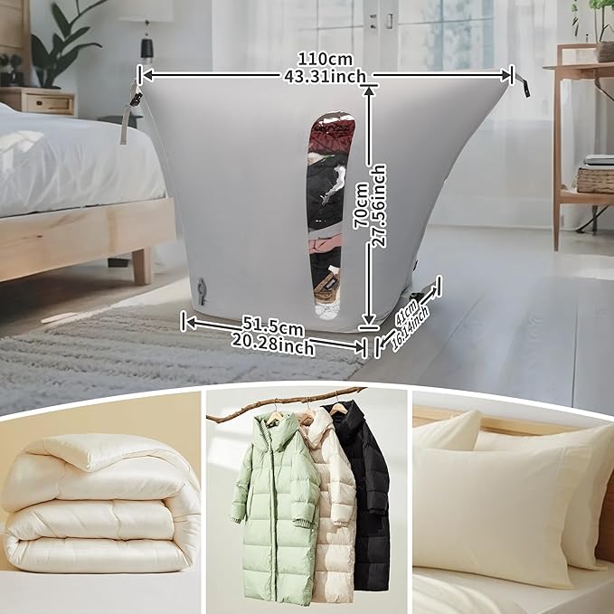 ONTYZZ Home Vacuum Bags Space Saver Compression Domestic Vacuum Sealer Bags for Clothes, Comforters, Blankets, Bedding