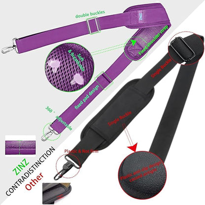 ZINZ Shoulder Strap 78" Universal Handbag Strap with Ultra-thick Fixed Padded and Dual Balanced Adjustable Buckles Shoulder Crossbody Strap for Briefcase Messenger Bag Laptop bag Luggage，Purple