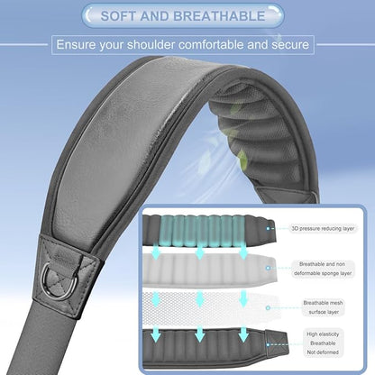 ZINZ 3D Air Cushion 58 inch Strap for Bags with Fixed Ultra-Thick Padded Breathable, Universal Strap with Double Adjustable Buckles and Swivel Hooks for D-ring Bags,Gray