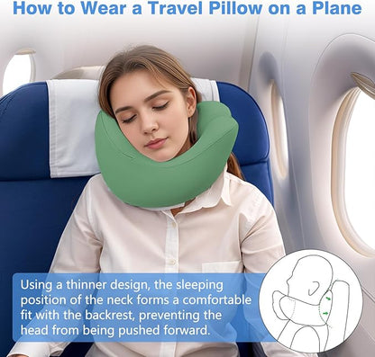 jiaao Neck Pillow Airplane, Memory Foam Travel Neck Pillows for Long Flight, 3D Eye Masks, Ear Plugs and Portable Drawstring Bag, Napping Pillow for Home, Road Trips, Sleep Rest and Travel Use
