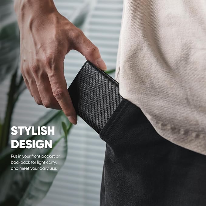 VULKIT Pop up Wallet Minimalist Cash Wallets RFID Blocking Leather Smart Credit Card Holder with Magnetic Closure for Men