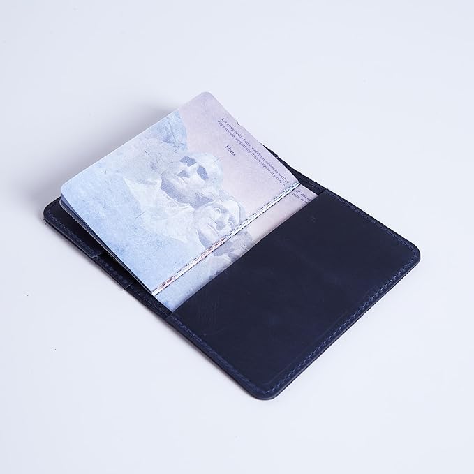 INCARNE US Leather Passport Holder for Travel - Passport Case - Passport Wallet for Men - Passport Cover for Women Sleeve Protector - Travel Essentials Vacation Luggage Travel Gifts - Vintage Blue