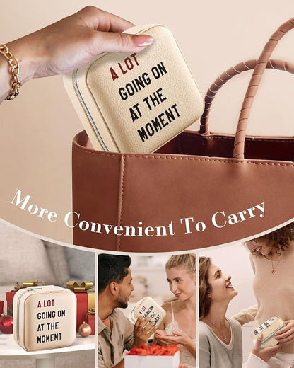 Bistup Travel Jewelry Case - Small Jewelry Organizers and Storage Box for Women Girls Teens Cute Traveling Holder with Mirror, Little Tiny Compact Modern Unique Aesthetic Pretty, Quotes