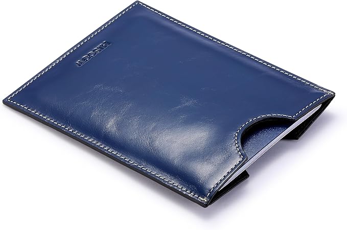 HISCOW Minimalist Passport Sleeve - Italian Calfskin (Antiqued Blue)