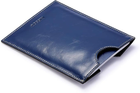 HISCOW Minimalist Passport Sleeve - Italian Calfskin (Antiqued Blue)