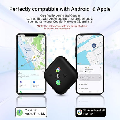 Dual-System Compatible Bluetooth Tracker for iOS or Android Key Finder, Item Locator, Smart Luggage Tracker, Pet Tracker Works with Apple Find My or Google Find Hub IP67 Waterproof Rating (2-Pack)