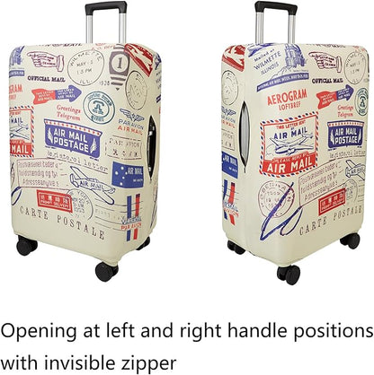 WUJIAONIAO Travel Luggage Cover Baggage Suitcase Cover Protector Skins 18-32 Inch (Stamp pattern A13, XL (for 29-32 inch luggage))