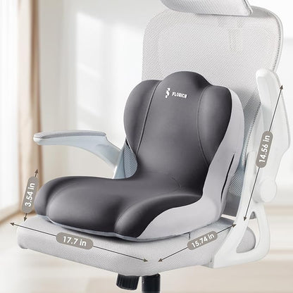 FLORICH Memory Foam Truck Seat Cushion,Car Seat Cushion and Lumbar Support Pillow for Office Chair, Ergonomic Back Support & Sciatica Relief for Long Drives(Grey)
