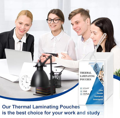 100 Pieces 10 Mil 2 1/2" x 4 1/4" Laminating Pouches with Slot Hole Printable Luggage Tags Clear Thermal Laminate Pouch Tags Kit Resealable for Work Permits Pass Cards Student ID Cards (100, 10 Mil)