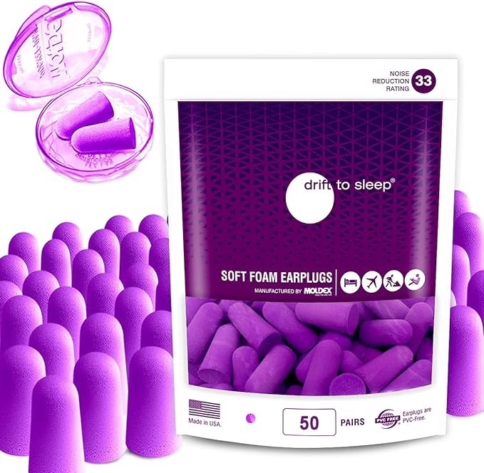 MOLDEX Soft Foam Earplugs Softies® Ear Plugs for Sleeping, Snoring, Work, Travel, Shooting -33dB Highest NRR Made in USA (Purple, 50 Pairs)