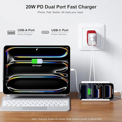 USB C Wall Charging Block, [3Pack] Multiport Fast Charge Power Brick Cube for iPhone, iPad, iPod, Samsung Galaxy, Motorola, Moto, PS5, Huawei, HTC, LG, Nokia, 20W PD Quick Charge USBC Box Wall Plug