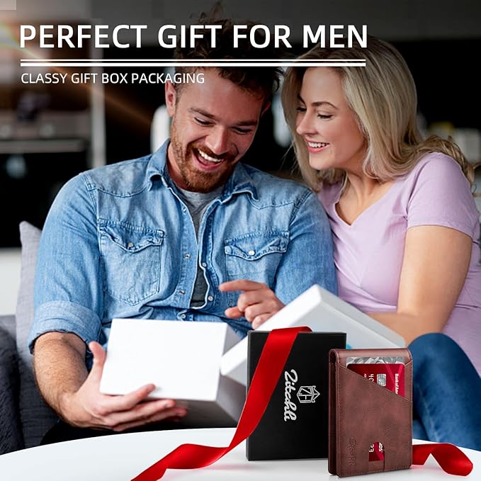 Zitahli Wallet for Men Slim 11 Credit Card Holder RFID Blocking Small Men's Wallet Bifold Minimalist Front Pocket With Mens Gifts Box