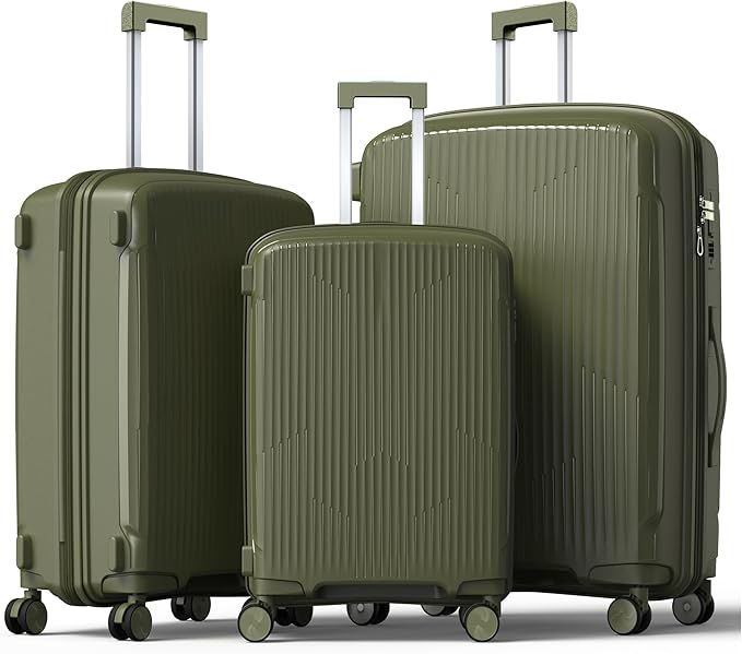 Nazhura Luggage Set, 3-Piece Hardside Suitcase Set, 20-inch Carry On, 24-inch, 28-inch Luggage