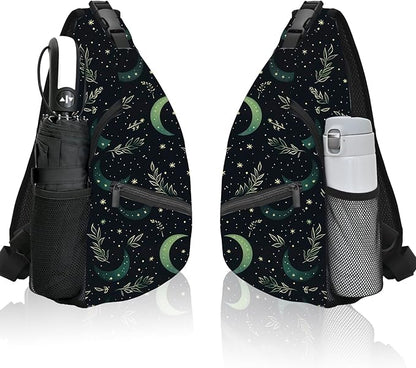 Moon Sling Bag Travel Sling Backpack Lightweight Casual Daypack Women Chest Bags for Outdoor Sport Climbing Runners