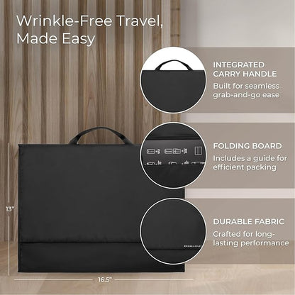 Briggs & Riley Garment Folder - Travel Essentials for Men & Women, Shirts, Pants, & Clothes Carrier, Wrinkle Reducing, Includes Folding Board - Travel Essentials, Black