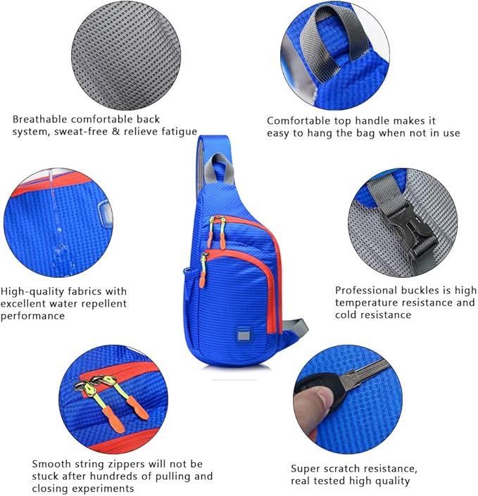 Peicees Small Sling Backpack Waterproof Unisex Shoulder Bag Chest Crossbody Daypack