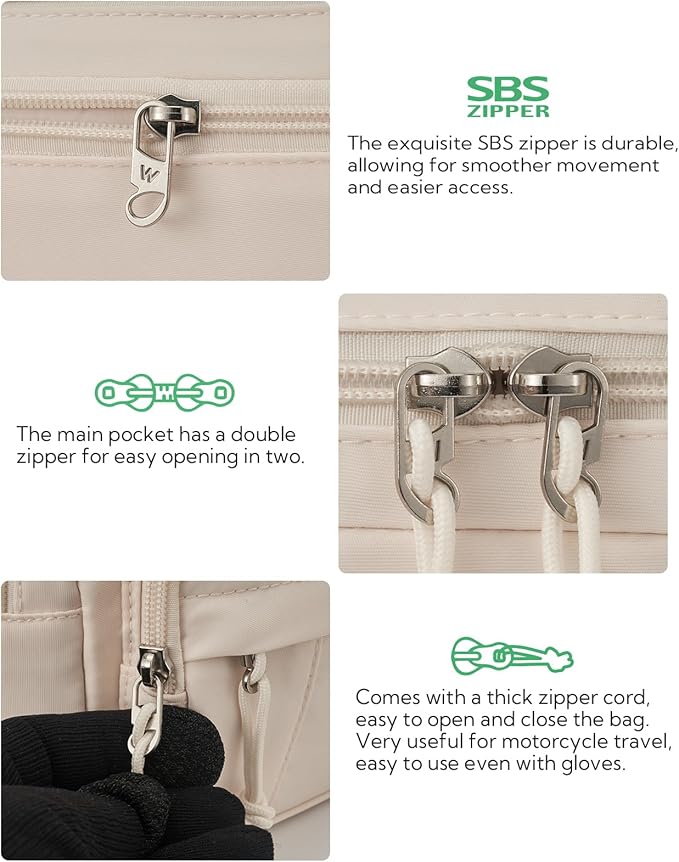 WATERFLY Fanny Pack Waist Packs: Large Crossbody Fanny Packs for Women Men with 5 Zipper Pockets Adjustable Strap Waist Bags Hip Pack for Traveling Cycling Running Hiking-White