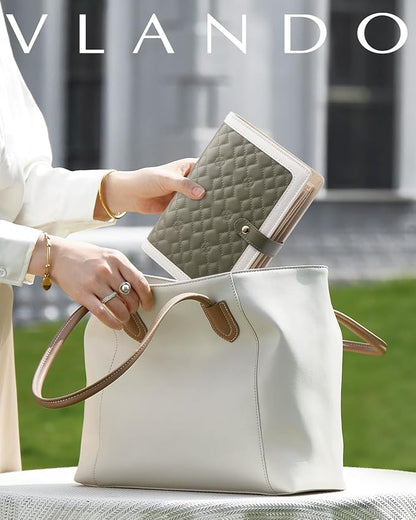 Vlando Travel Jewelry Organizer Case,Mom Gifts from Daughter,Jewelry Storage Book Ring Binder with Clear Zipper Velvet Jewelry Pouch Bag,Travel Essentials for Rings,Necklace,Earrings-Olive Green