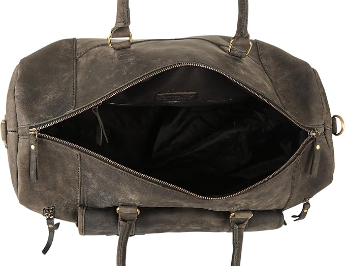 KomalC Leather Travel Duffel Bags for Men and Women Full Grain Leather Overnight Weekend Leather Bags Sports Gym Duffle