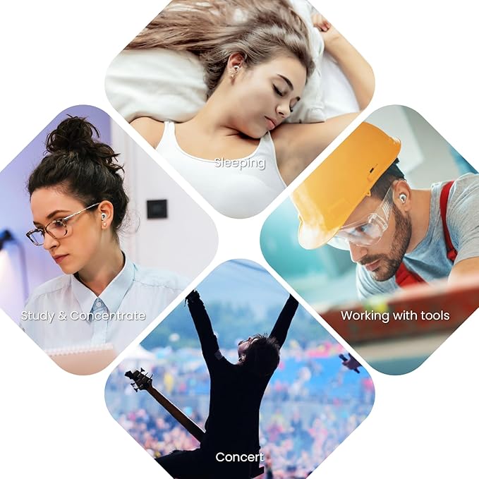 Ear Plugs for Sleeping, 2 Pairs of Reusable Earplugs for Noise Reduction 25dB-30dB with 8 Ear Tips, Soft Hearing Protection Ear Plugs for Concert,Noise Sensitivity, Study & Work