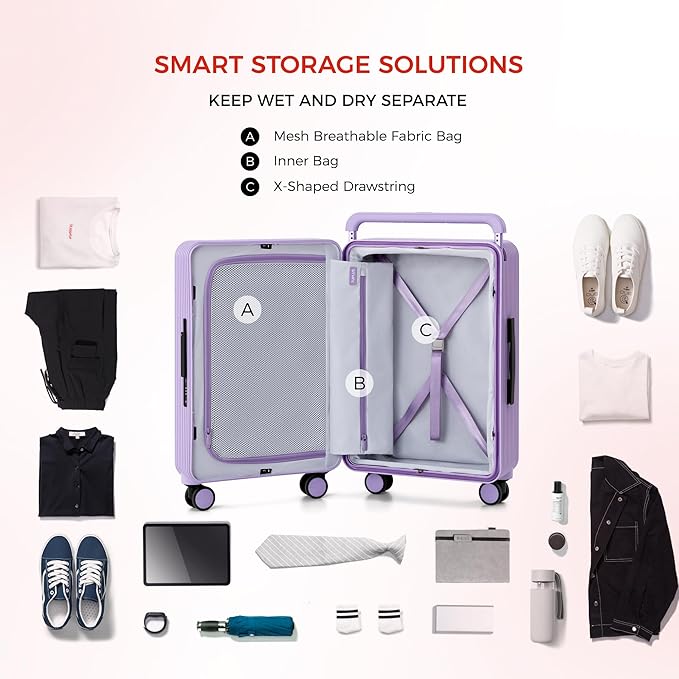 TUPLUS Suitcase ABS Hard Shell Luggage with 4 Spinner Wheels Hold Check in Travel Case, Balance Series