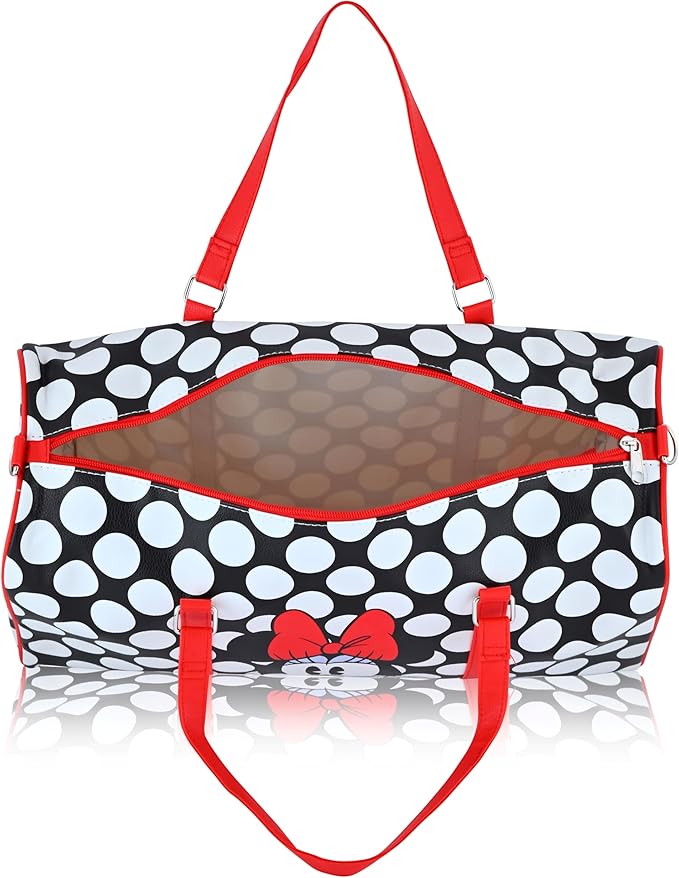 Disney Minnie Mouse Travel Duffle - Classic Premium 16 Inch Leather Overnight Weekender for Women & Men