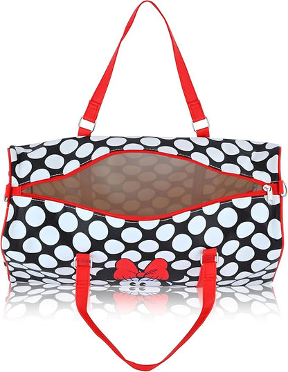 Disney Minnie Mouse Travel Duffle - Classic Premium 16 Inch Leather Overnight Weekender for Women & Men