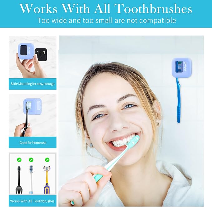 Wall Mounted Toothbrush Holder & Toothbrush Cleaner, Toothbrush Case - Manual/Electric Toothbrush Cover for Any Toothbrush Head - Rechargeable Toothbrush Travel Case with Cover, Clean for Home, Travel