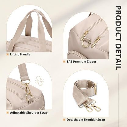 VNINE Duffle Bag for Women Men Travel Bags with Shoes Compartment Carry On Weekender Bag Airlines Approved Duffel Bag with Wet Pocket Water Resistant Overnight Sports Workout Dance Bags