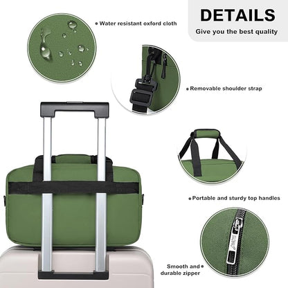 Kono Travel Duffel Bag 14L Under Seat Carry-on Bag Sports Tote Gym Bag Weekender Overnight Bags 13.78"x7.87"x7.87" Green