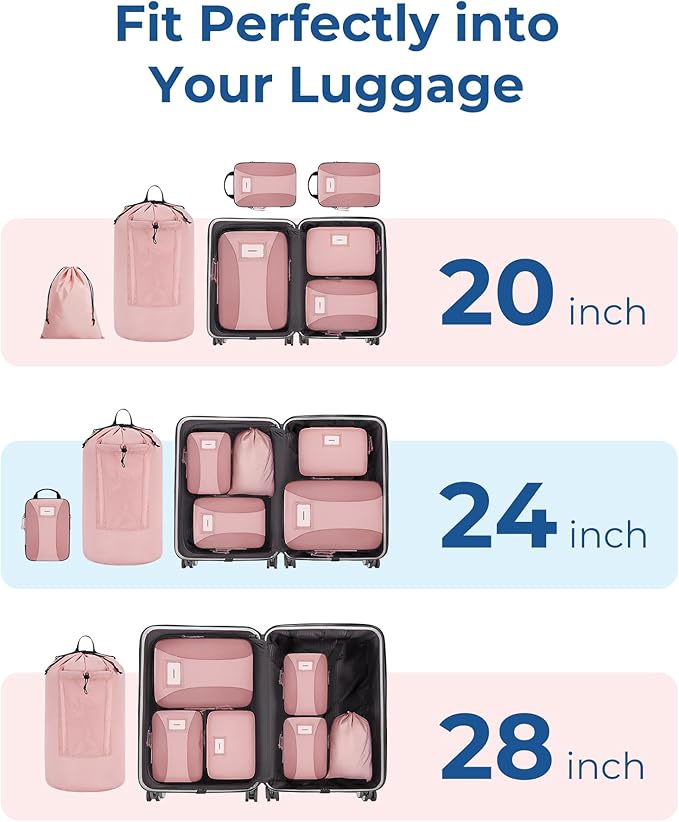 BAGSMART Compression Packing Cubes, 6 PCS Packing Cubes for Suitcases, Travel Bags Organizer for Luggage, Lightweight Packing Cube for Travel Essentials