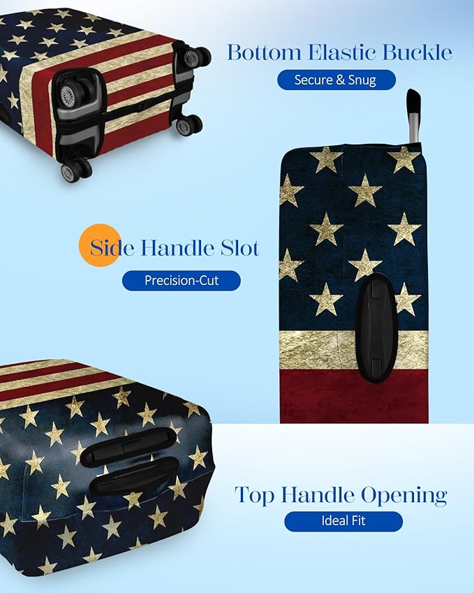 Slohif Luggage Cover for Suitcase Tsa Approved Protector - Luggage Sleeve Large Suit Case Cover Travel Stretch Baggage Case Protective Washable Fit 21-23 Inch Flag S
