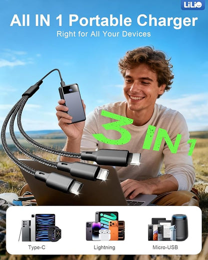 LILIO Portable Charger Power Bank，60,000mAh Battery Pack, 22.5W Power Bank Fast Charging with USB Cable, Phone Charger for iPhone 17/16/15/14/13 All Series/Samsung/Android, Camping Essentials, Grey