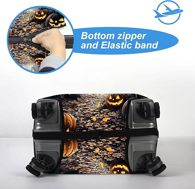 Luggage Cover Protector for 26-28 Inch Suitcases, TSA Approved Elastic Travel Suitcase Covers, Anti-Scratch Washable Luggage Sleeve for Carry On & Checked Bags, Horror Forest