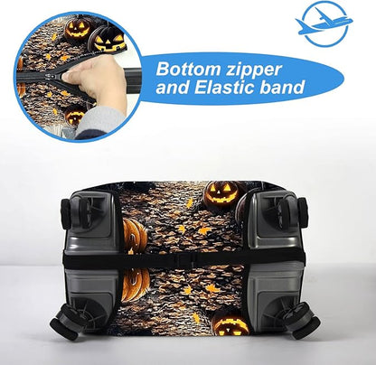 Luggage Cover Protector for 26-28 Inch Suitcases, TSA Approved Elastic Travel Suitcase Covers, Anti-Scratch Washable Luggage Sleeve for Carry On & Checked Bags, Horror Forest