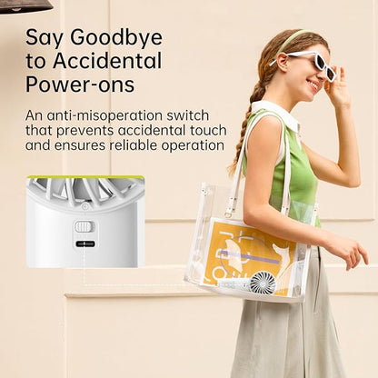 JISULIFE Handheld Portable Fan with Powerful Motor,LED Display,3600mAh Battery,5 Wind Speeds,Lanyard; Summer Essentials USB Rechargeable Hand held Fan for Travel,Beach,Makeup,Concerts-Gery