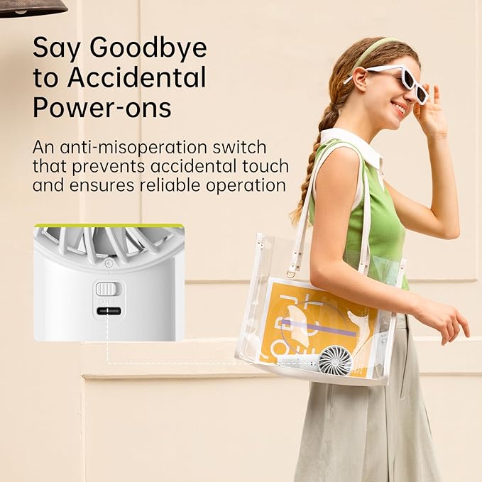 JISULIFE Handheld Portable Fan with Powerful Motor,LED Display,5000mAh Battery,5 Wind Speeds,Lanyard; Summer Essentials USB Rechargeable Hand held Fan for Travel,Beach,Makeup,Concerts-Gery