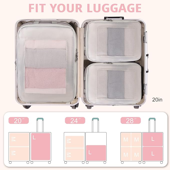 Expandable Double-Sided Compression Packing Cube，3 Set Lightweight Double Deck Organizer Bag Carry on Luggage Backpack Suitcases，Women Travel Accessories for Separate Clean and Dirty Clothes