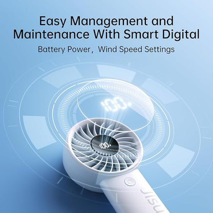 JISULIFE Handheld Portable Fan with Powerful Motor,LED Display,5000mAh Battery,5 Wind Speeds,Lanyard; Summer Essentials USB Rechargeable Hand held Fan for Travel,Beach,Makeup,Concerts-Gery