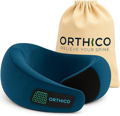 Neck Pillow for Travelling - Gel Memory Foam Travel Pillow with Adjustable Straps, Washable Cover for Airplane, Car, Train - Ultimate Comfort & Support for Neck Pain Relief (Deep Sea Blue)