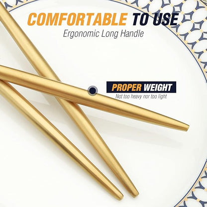 20 Pcs Gold Silverware Set, Stainless Steel Flatware Set Service for 4, Matte Gold Cutlery Set, Include Knives/Forks/Spoons, Dishwasher Safe