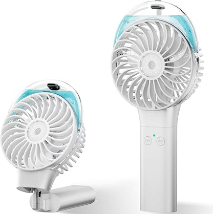 PANERGY Handheld Misting Fan – Rechargeable Battery Operated,Handheld Personal Fan with Mist Spray, Electric Hand Fans, 180° Foldable Mister Fans for Travel, Camping, Disney, Concerts, Office(White)