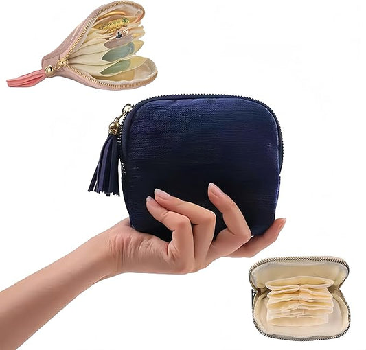 Travel Jewelry Case, New Crystal Jewelry Storage Pouch Portable Foldable Box Mini Jewelry Travel Bag, Velvet Jewelry Organizer Pouch for Women (Deep Blue 1Pcs)